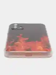 Оранжевый силиконовый чехол на Xiaomi Redmi 9T / Редми 9Т прозрачный, с рисунком, защита камеры