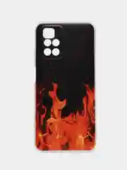 Оранжевый чехол на Xiaomi Redmi 10 / Сяоми Редми 10 прозрачный, с рисунком, защита камеры
