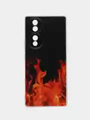 Оранжевый силиконовый чехол на Honor 70 / Хонор 70 прозрачный, с рисунком, защита камеры