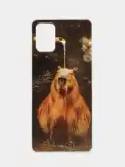 Коричневый чехол на Samsung Galaxy A71 4G / Самсунг А71 4G прозрачный, с рисунком, защита камеры