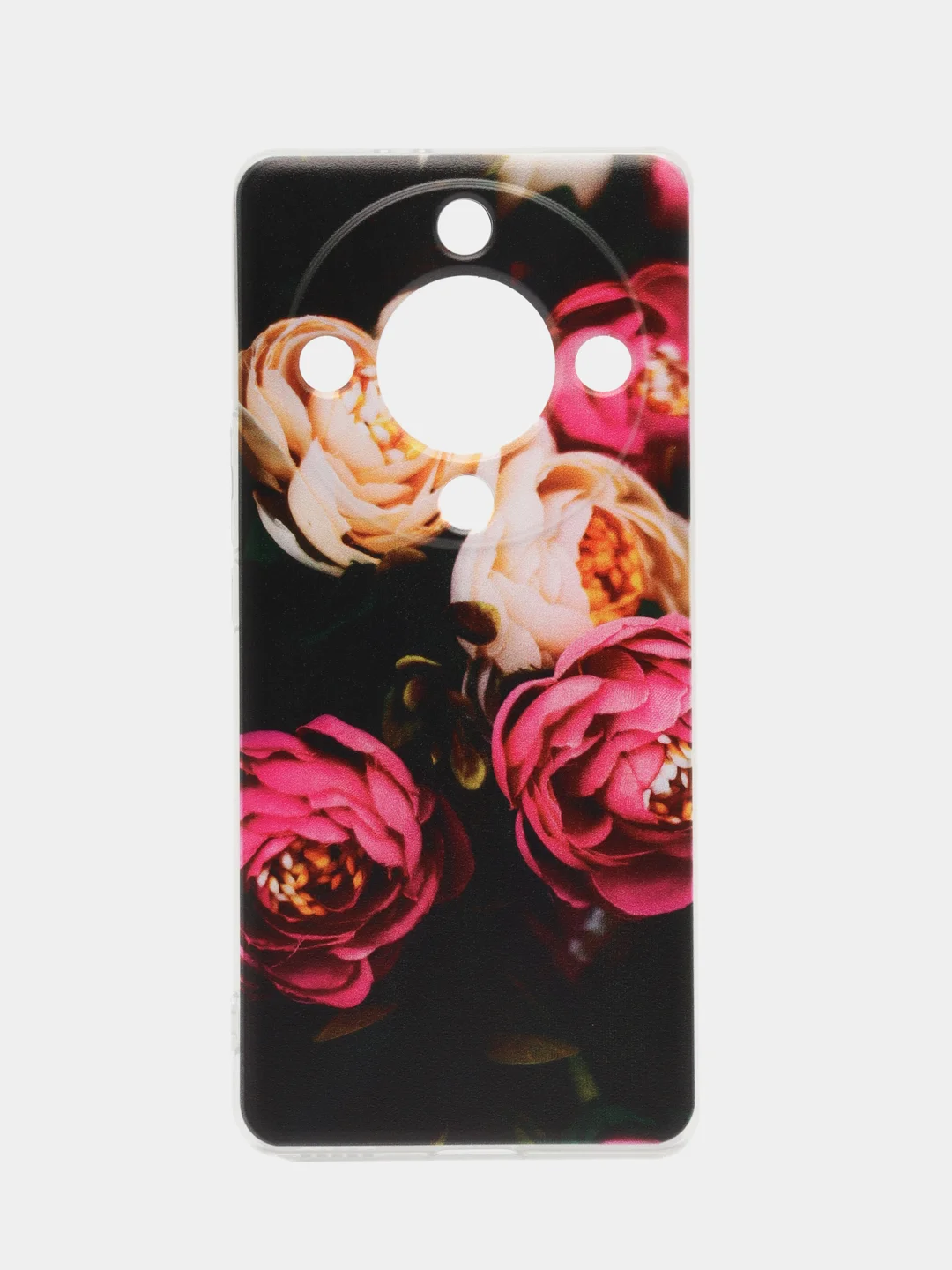 Кораллово-розовый силиконовый чехол на Honor X9A / Хонор X9A прозрачный, с рисунком, защита камеры
