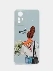Тёмно-серый чехол прозрачный на Xiaomi Redmi Note 12S (Сяоми Редми Нот 12S), с рисунком, защита камеры
