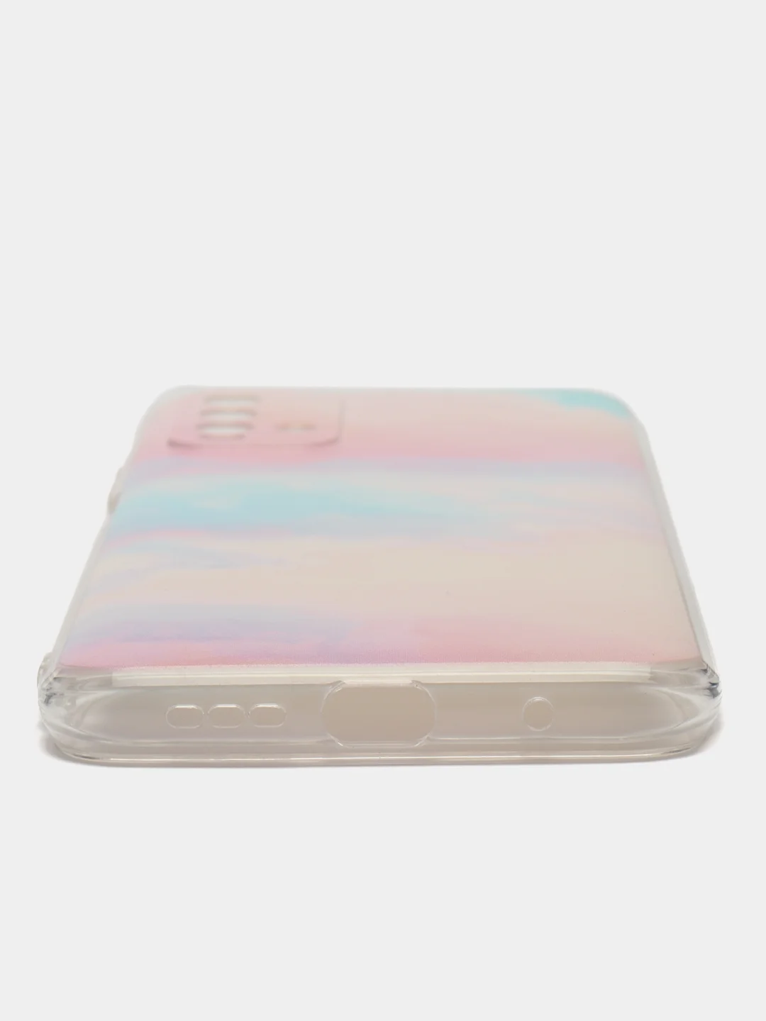 Пудровый силиконовый чехол на Xiaomi Redmi 9T / Редми 9Т прозрачный, с рисунком, защита камеры