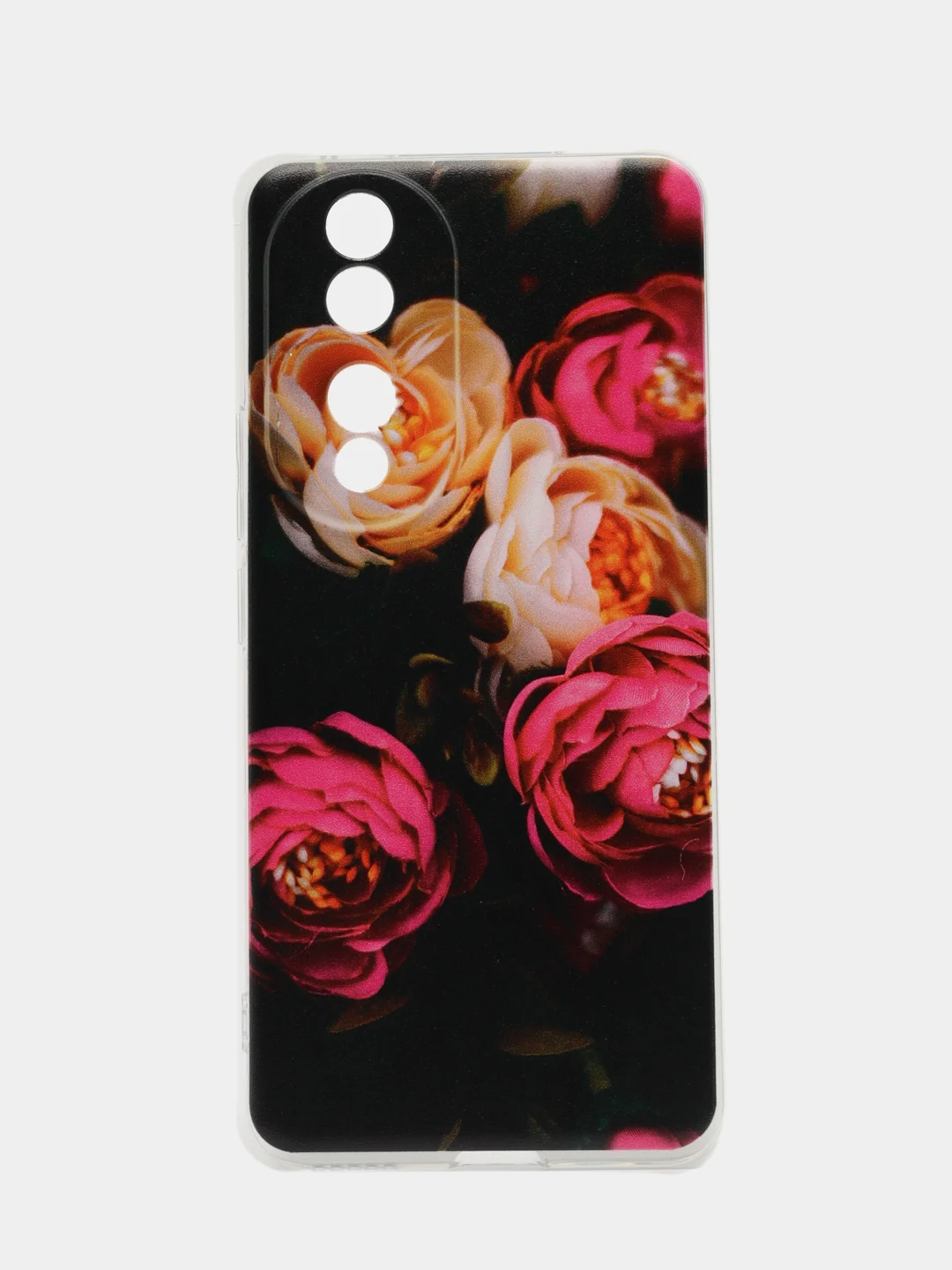 Кораллово-розовый силиконовый чехол на Honor 90 / Хонор 90 прозрачный, с рисунком, защита камеры