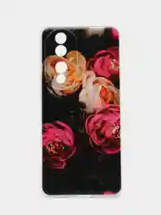 Кораллово-розовый силиконовый чехол на Honor 90 / Хонор 90 прозрачный, с рисунком, защита камеры
