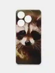 Коричневый чехол на Tecno Spark 10/10C (Текно Спарк 10/10С), прозрачный, с рисунком, защита камеры