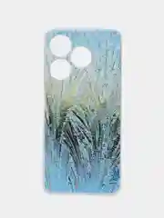 Небесно-голубой чехол на Tecno Spark 10/10C (Текно Спарк 10/10С), прозрачный, с рисунком, защита камеры