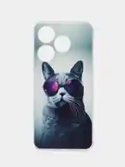 Синий меланж чехол на Tecno Spark 10/10C (Текно Спарк 10/10С), прозрачный, с рисунком, защита камеры