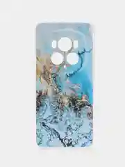 Голубой силиконовый чехол на Honor Magic 6 Pro / Хонор Меджик 6 Про прозрачный, с рисунком