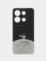 Серебряный чехол для Infinix Note 30i (Инфиникс Нот 30и), прозрачный, с рисунком, защита камеры
