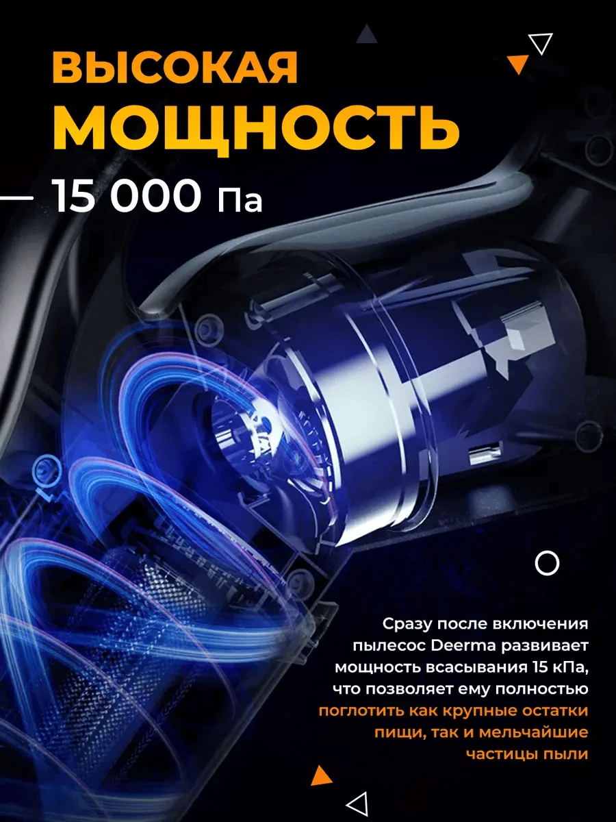 Черный вертикальный пылесос Xiaomi Deerma DX700/700S, RU-версия