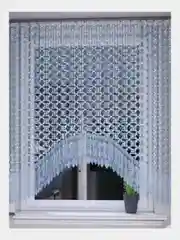 Голубой тюль арка на кухню, тюль короткий