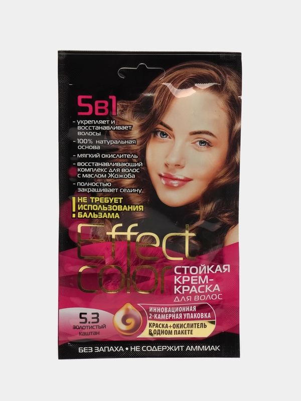 Cтойкая крем-краска для волос Effect Сolor тон золотистый каштан, 50 мл
