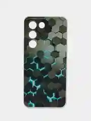 Бирюзовый силиконовый чехол на Vivo V30 lite 4G / Виво V30 Лайт 4G прозрачный, с рисунком