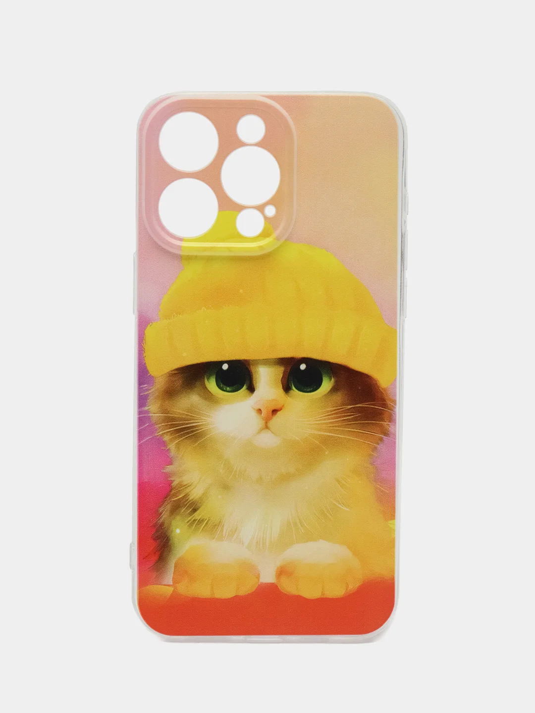 Желтый чехол на iPhone 15 Pro Max / Айфон 15 Про Макс прозрачный, с рисунком, защита камеры