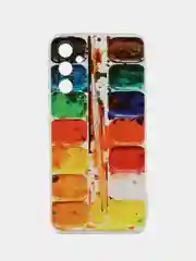 Бордовый чехол на Samsung Galaxy A34 5G (Самсунг A34), прозрачный, с рисунком, защита камеры