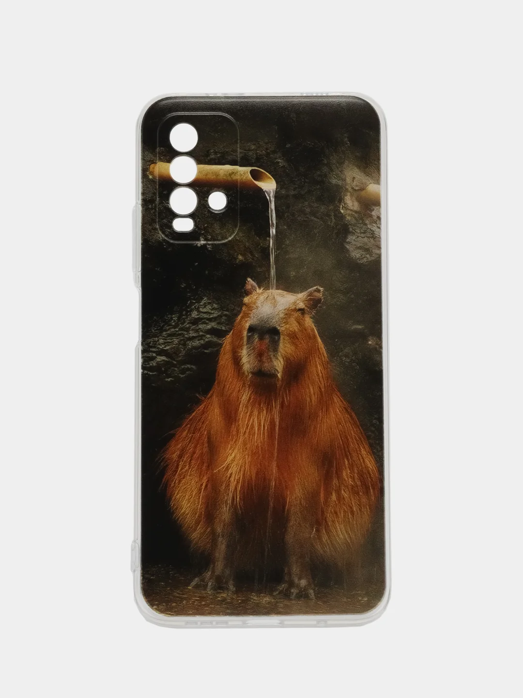 Коричневый силиконовый чехол на Xiaomi Redmi 9T / Редми 9Т прозрачный, с рисунком, защита камеры