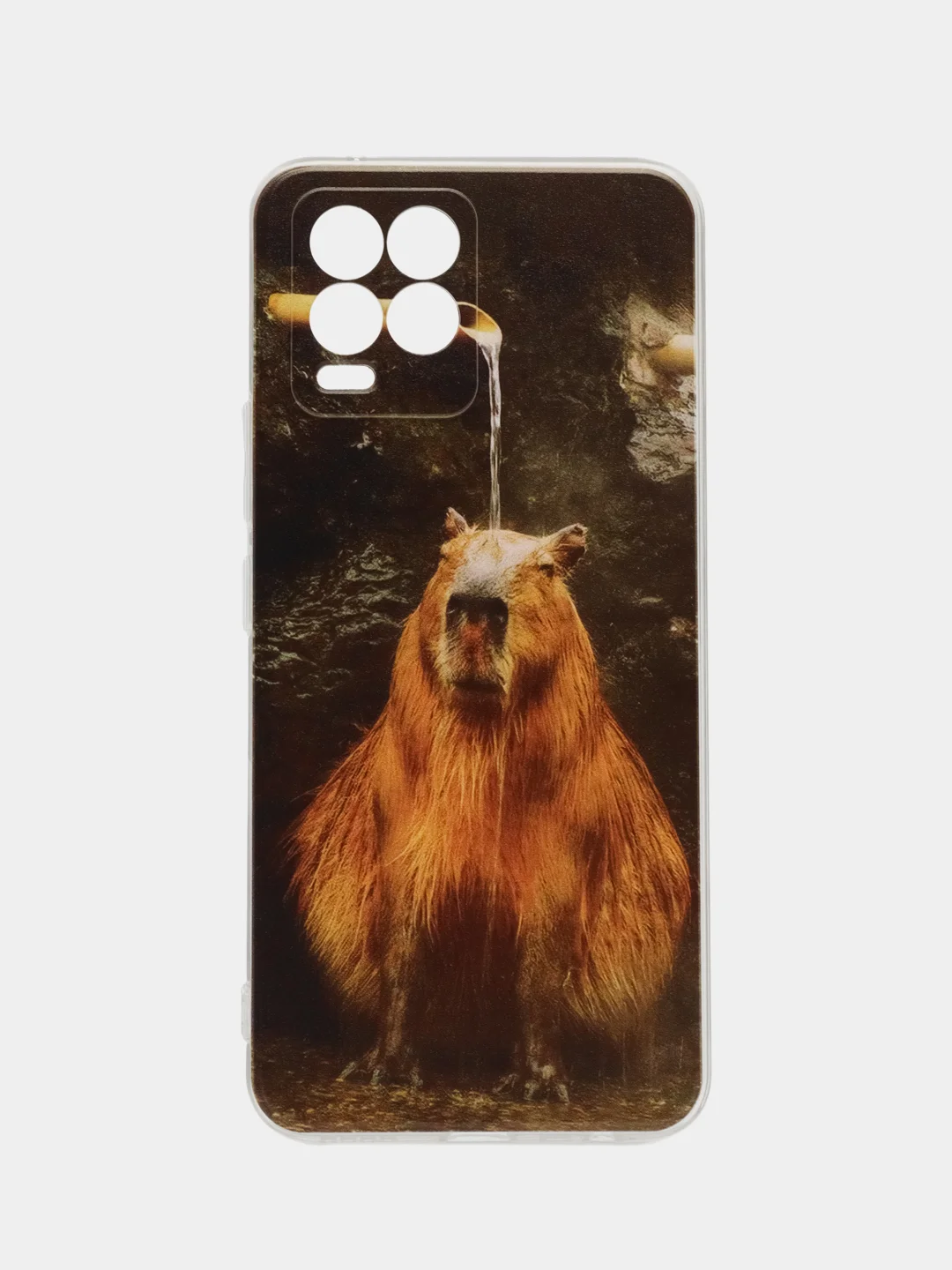 Коричневый чехол на Oppo Realme 8/8 Pro / Реалми 8/8 Про прозрачный, с рисунком, защита камеры