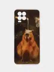 Коричневый чехол на Oppo Realme 8/8 Pro / Реалми 8/8 Про прозрачный, с рисунком, защита камеры