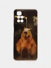 Коричневый чехол на Xiaomi Redmi 10 / Сяоми Редми 10 прозрачный, с рисунком, защита камеры