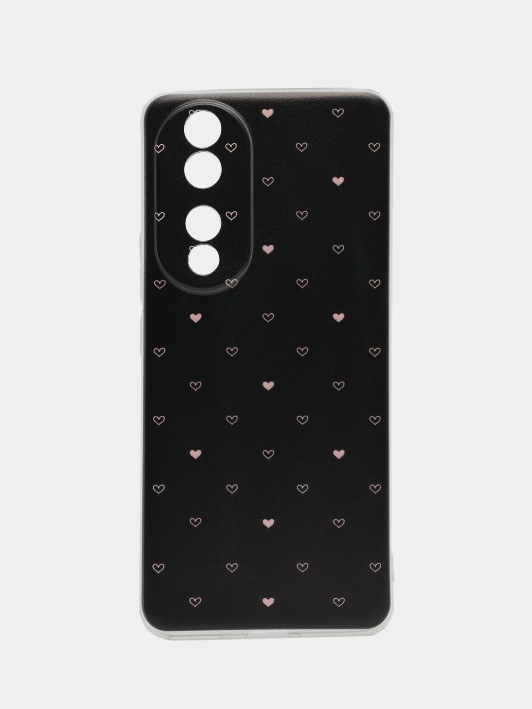 Черный силиконовый чехол на Honor 90 / Хонор 90 прозрачный, с рисунком, защита камеры