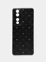 Черный силиконовый чехол на Honor 90 / Хонор 90 прозрачный, с рисунком, защита камеры