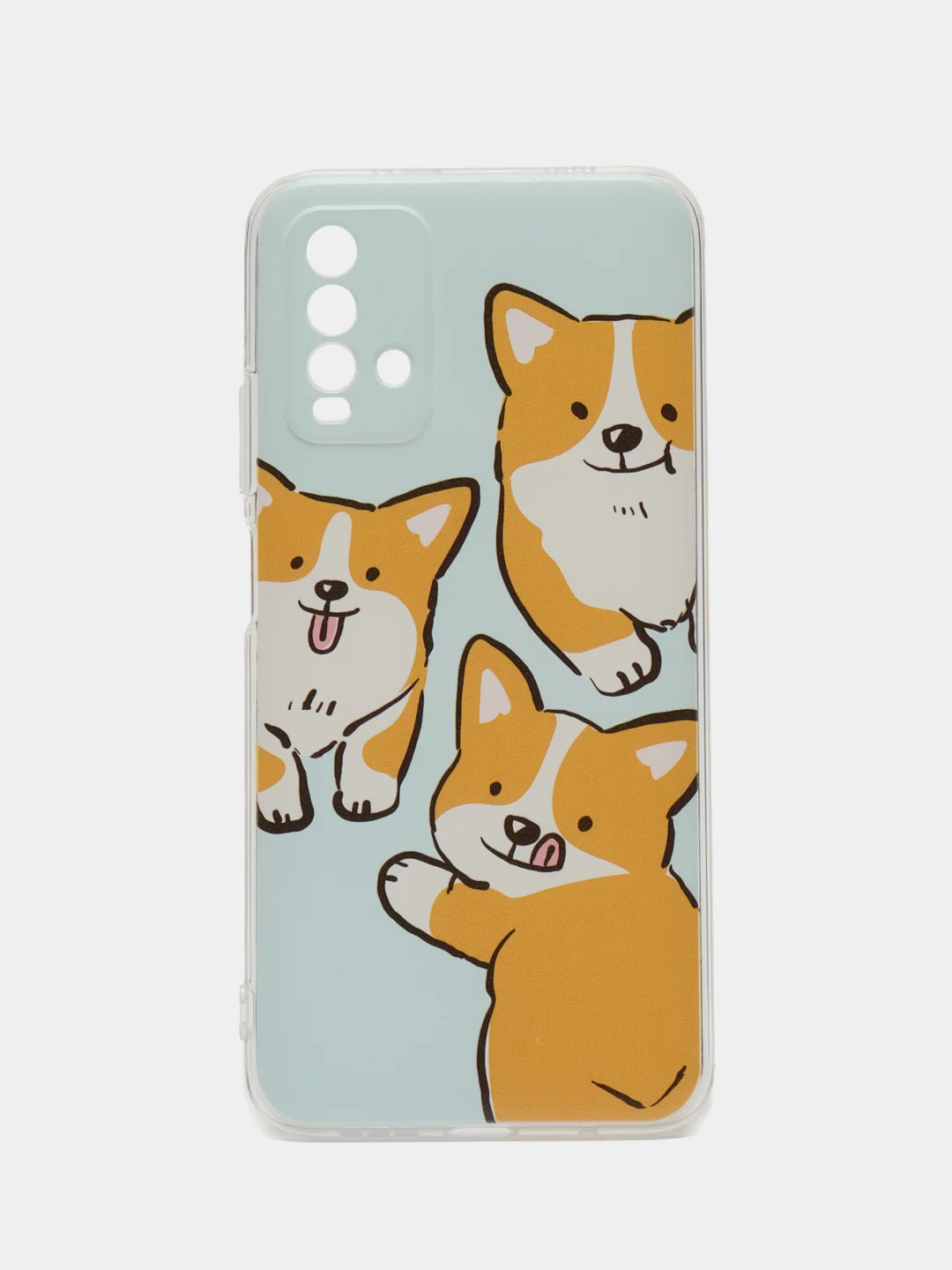 Светло-оранжевый силиконовый чехол на Xiaomi Redmi 9T / Редми 9Т прозрачный, с рисунком, защита камеры