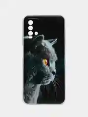 Тёмно-серый силиконовый чехол на Xiaomi Redmi 9T / Редми 9Т прозрачный, с рисунком, защита камеры