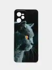 Тёмно-серый силиконовый чехол на Realme C35 / Реалми С35 прозрачный, с рисунком, защита камеры