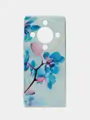 Лазурный силиконовый чехол на Honor X9A / Хонор X9A прозрачный, с рисунком, защита камеры