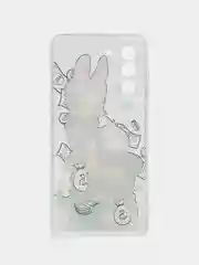 Конфетный чехол на Samsung Galaxy S21 FE 5G / Самсунг S21 FE прозрачный, с рисунком, защита камеры