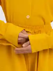 Горчичный костюм льняной рубашка с шортами, домашний, оверсайз