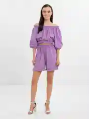 Лавандовый костюм женский льняной