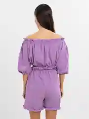 Лавандовый костюм женский льняной