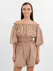Бежевый костюм женский льняной