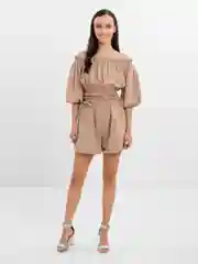 Бежевый костюм женский льняной