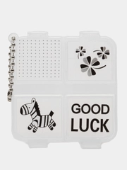 Таблетница GOOD LUCK, с цепочкой, 6,5 х 6 х 1,5 см, 4 секции, цвет МИКС