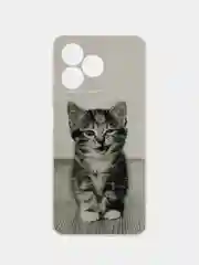 Молочный силиконовый чехол на Realme C53/C51 (Реалми С53/С51), прозрачный, с рисунком, защита камеры