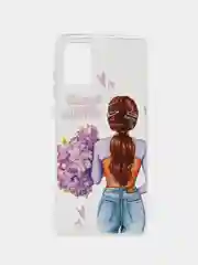 Сиреневый чехол на Samsung Galaxy A71 4G / Самсунг А71 4G прозрачный, с рисунком, защита камеры