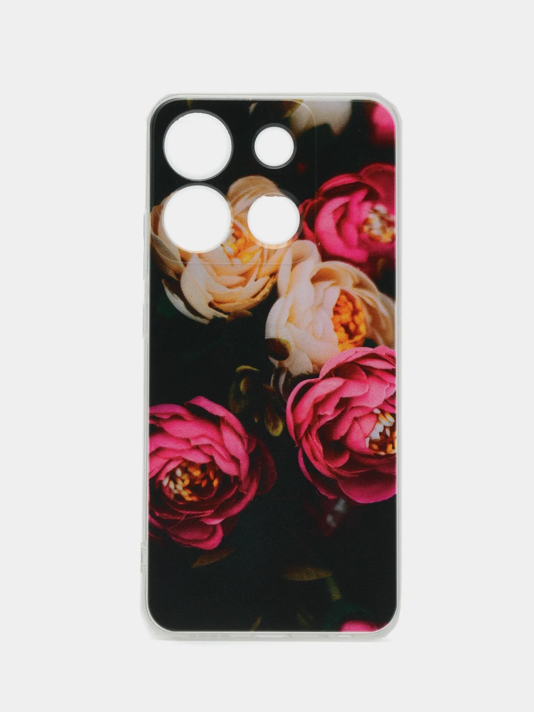 Кораллово-розовый чехол на Infinix Smart 7 Plus / Инфиникс Смарт 7 Плюс прозрачный, с рисунком