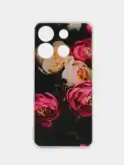 Кораллово-розовый чехол на Infinix Smart 7 Plus / Инфиникс Смарт 7 Плюс прозрачный, с рисунком