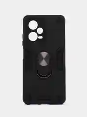 Синий чехол Xiaomi Redmi Note 12 Pro + (Plus) противоударный, с металлической подставкой кольцом