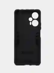 Синий чехол Xiaomi POCO F5/Redmi Note 12 Turbo противоударный с металлической подставкой кольцом