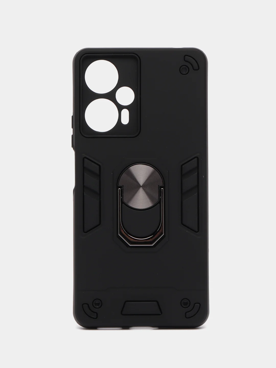 Синий чехол Xiaomi POCO F5/Redmi Note 12 Turbo противоударный с металлической подставкой кольцом