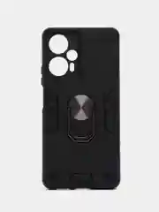 Синий чехол Xiaomi POCO F5/Redmi Note 12 Turbo противоударный с металлической подставкой кольцом