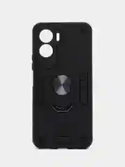 Черный чехол Honor 90 Lite (Хонор 90 Лайт) противоударный, с металлической подставкой кольцом