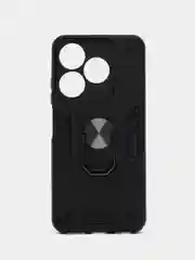 Черный чехол для Tecno Spark 10 / 10C противоударный, с металлической подставкой кольцом