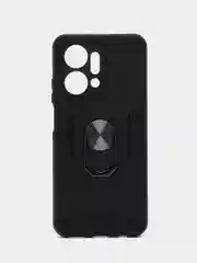 Черный чехол для HONOR X7a / X7a Plus противоударный, с металлической подставкой кольцом