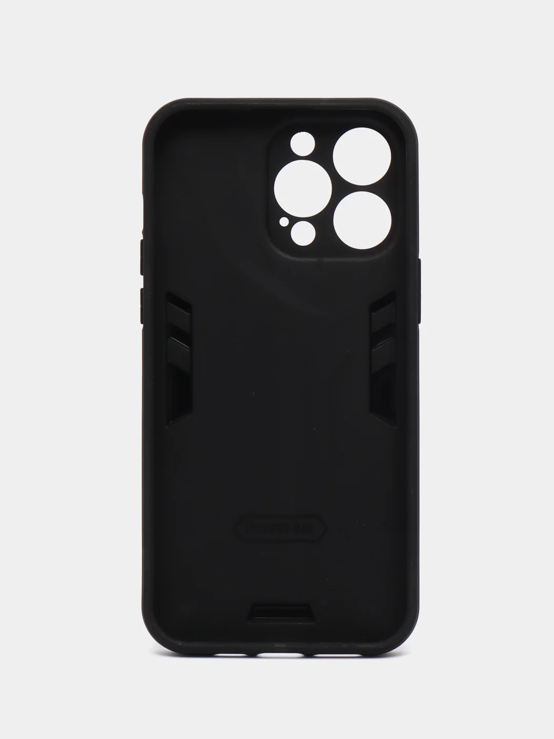 Черный чехол iPhone 14 Pro Max (Айфон) противоударный, с металлической подставкой кольцом