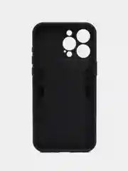 Черный чехол iPhone 15 Pro Max противоударный, с металлической подставкой кольцом